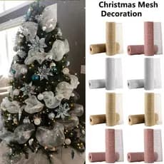 26cm DIY Árvore De Natal Glitter Malha Decorações De Fita De Seda Para Suprimentos Domésticos