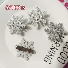 5/10 Pçs Tira Floco De Neve Grampo De Cabelo Feminino Meninas Doce Franja Clipe Lateral Chapéu De Natal