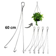 Kit 10 Suporte Cabo De Aço p/ Pendurar Vaso Planta 03 Ganchos 60cm Médio p/ Vasos e Plantas Pendente