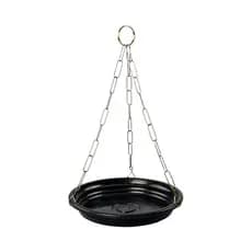 Kit Suspenso p/ Pendurar Vasos e Plantas - Prato Redondo Preto N° 4 e Corrente De Aço Para Vaso 64cm