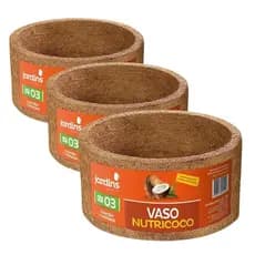 X3 Vaso Natural Individual Tam. 03° Barato De Fibra de Coco Natural Ecológico - Nutriplan