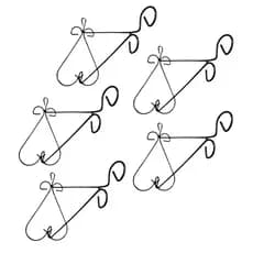 Kit 5 Suporte de Vaso Parede Pendente Artístico 20cm Arabesco Mão Francesa Preto de Metal Decorativo