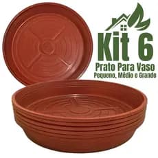 Kit 6 Prato De Vaso De Planta Coletor de Àgua Plástico Cerâmica Com Furos P/ Vaso Planta Suspenso - Pequeno Médio Grande