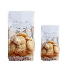 50Pcs Sacos De Biscoitos Transparentes De Renda Para DIY Self Stand Pacote De Doces Suprimentos Festas