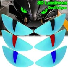 Segurança Noturna Condução 3D Luminoso Olho Do Diabo Motocicleta Farol Adesivos Reflexivos Personalidade Universal Capac