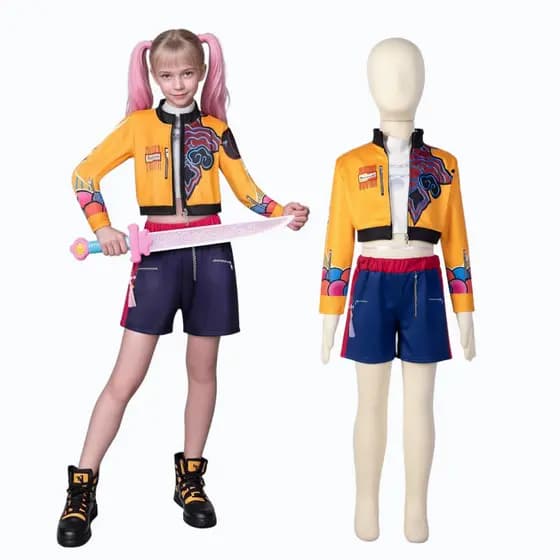 Menina Das Crianças Onda Coreana Grupo K-POP Bruxa Caça Cosplay Traje Rumi Zoey Mira Halloween Impressão Desempenho Conj