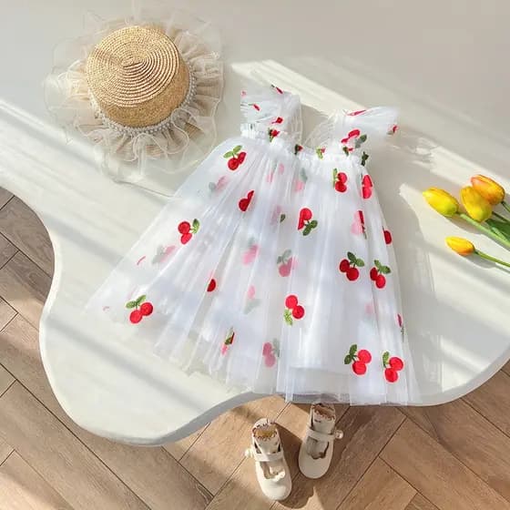 Little Toddler Baby Girl Lace Mesh Fluffy Short Sleeve Dress Princess Tulle Tutu Dresses Summer Cute Casual Clothes