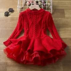 Baby Girl Winter Dress Children Girls Party Dress Autumn Kids Long Sleeve Knitted Sweater for Girls Christmas Clothes