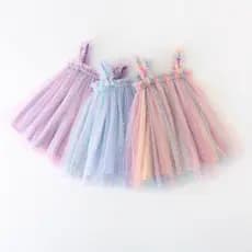 Vestido De Bebê Kids Dream Dress Summer Flower Girls Rainbow Sequin Sleeveless Sweet  Wedding Princess Baptizado Branco