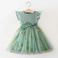 Vestido Infantil Adorável De Flores Para Meninas Aniversário  Fada  Tule  De Princesa  Babados Crianças E