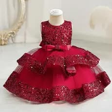 0-5Y Baby Girls Summer Sleeveless Red Tutu Sequin Vestidos Newborn Kids Christmas Gowns Toddler Girls Birthday Party