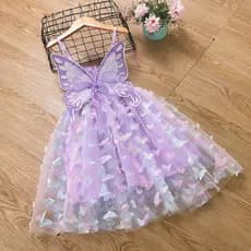 Nova Moda Princesa Suspensórios Vestido Asas De Borboleta Sete Cores Adesivos Tule Meninas De Aniversário Para 2-6 Anos