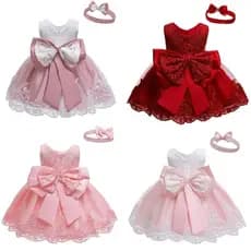 Baby Girls Floral Dress Ball Gowns  Princess Birthday Newborn Baptism Dress Evening Dress Big Bow Wedding Flower  Dress