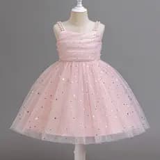 Nova Moda Suspender Vestido Meninas Lantejoulas Tule Bola Festa De Formatura De Princesa 3-8 Anos Verão Doce