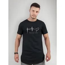Camiseta Masculina Estampada Gospel Long line oversized Swag Básica Manga Curta Algodão Cristã slim