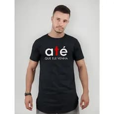 Camisetas Masculina Gospel Long line oversized Swag Básica Evangélica Manga Curta Algodão Cristã
