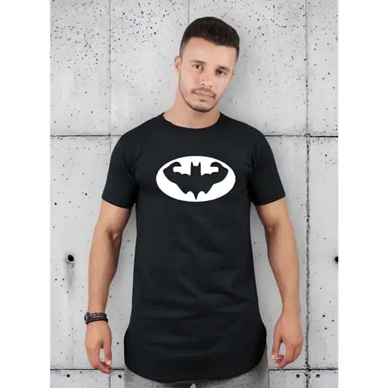 Camiseta Masculina Estampada Longline oversized Swag Básica Manga Curta Algodão Slim