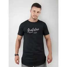 Camiseta Masculinas Gospel Longline oversized Swag Básica Manga Curta Evangélica Algodão Cristã slim