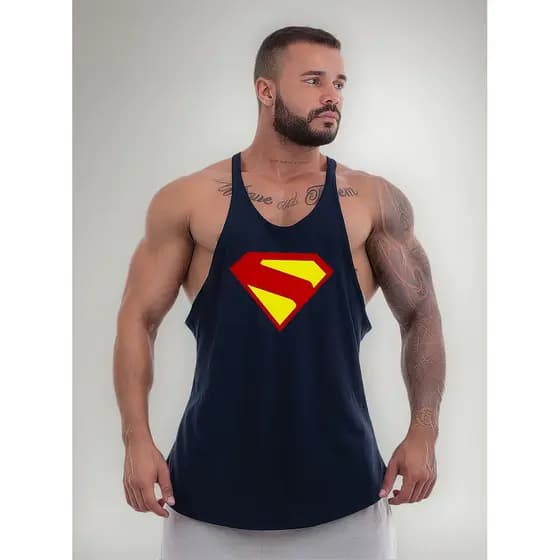 Camiseta Camisa Superman Regata Cavada Masculina Treino