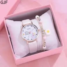 Relógio De Pulso Feminino Com Estampa Margarida/Fashion Jikim
