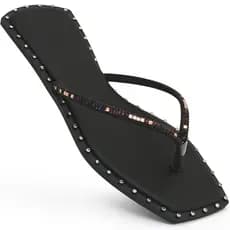 Sandália Chinelo Rasteira Chinelinho Tira de brilho Chinelo Strass Colorido Casual Dia a Dia