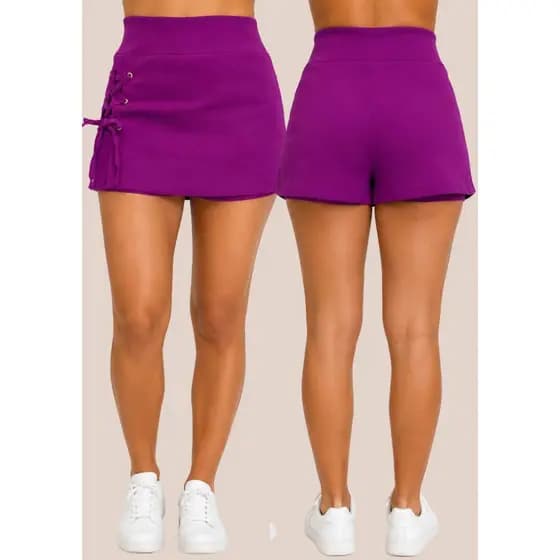 Short Saia Cintura Alta Bengaline Detalhe Lateral Cores Moda