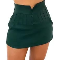 Short Saia  Bermudinha Bengaline Feminino botões cobertos