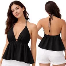 Blusa Feminina Bata Frente Única com Bojo | Top Cropped Verão Soltinho  tentencia boho chic
