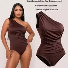 Body Feminino  Elegante Mula Manca Um Ombro Só Suplex Elegante Ajustado DrapeadoPremium Com Forro Casual