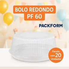 Forma Embalagem Descartável para Bolo e Torta Número 60 – 20 Und com Base Preta e Tampa Transparente