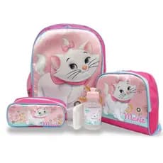 Kit Mochila Escolar Infantil Costas Gatinha Marie Tamanho G