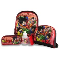 Kit Mochila Dragon Ball Escolar Infantil Costas G com Lancheira e Estojo