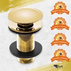Válvula Ralo Pia Click Inox Para Cuba Banheiro Lavatório 7/8 Luxo 3cm Dourada Cromada Preta Rose