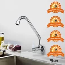 Torneira Cozinha Metal Inox Torneira Gourmet Parede Bica Móvel 1/4 de Volta para Pia Banheiro