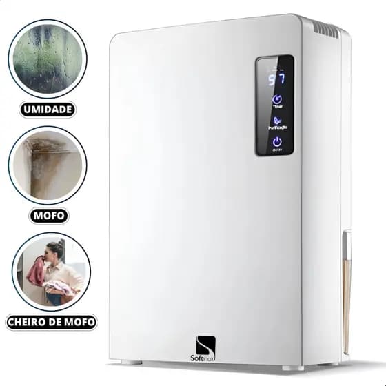 Desumidificador de Ar Elétrico Portátil Bivolt Desumidificador de Ambiente Anti-Mofo 2200ml Branco