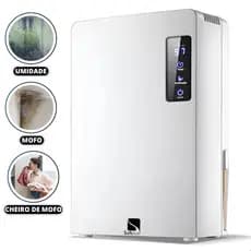Desumidificador de Ar Elétrico Portátil Bivolt Desumidificador de Ambiente Anti-Mofo 2200ml Branco