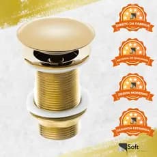 Válvula Ralo Pia Click Inox Para Cuba Banheiro Lavatório 1.1/4 Luxo 4cm Dourada Cromada Preta Rose