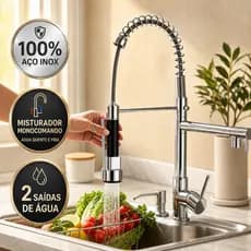 Torneira Gourmet Cozinha Inox  Monocomando Torneira de Pia Cozinha Com Extensor Flexível Spray