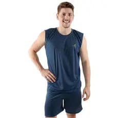 Pijama Regata Short Adulto Masculino Liso Verão