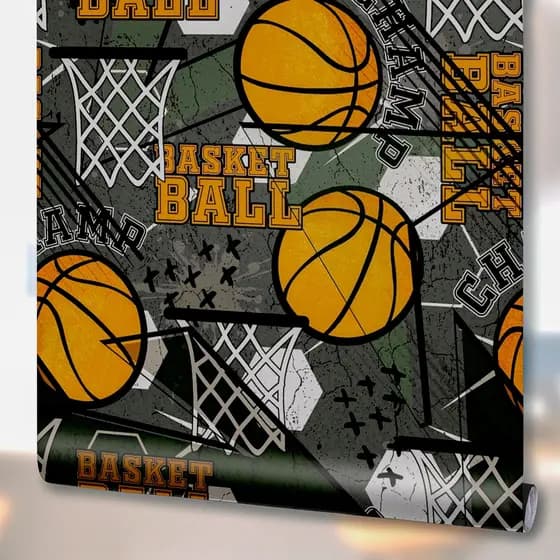 Adesivo Decorativo Basquete Basketball Esporte Bola Parede Quarto Jovem Vinílico