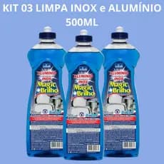 Kit 03 Limpa Brilha Alumínio e Inox 500ml CrivialliIdeal Para Limpeza e Polimento