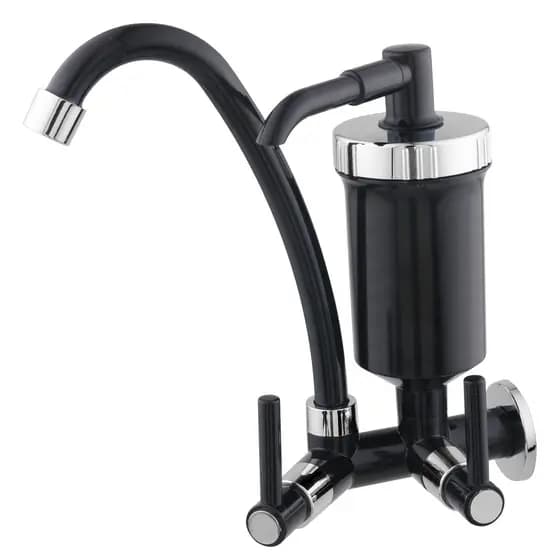 Torneira ABS Cozinha Parede 2072 Bica Alta Com Filtro C62 Preta