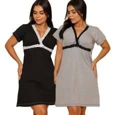Kit 2 Camisola Gestante Amamentação Pós Parto Maternidade Manga  Curta Feminina