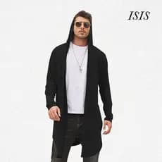 Cardigan Masculino Blazer Com Touca Estilo Slim Sobretudo