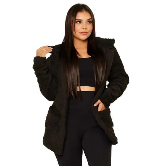 Casaco Feminino de Inverno Peludo Teddy Max Sobretudo Longo | Quentinho e Confortável