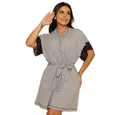 Robe Roupão Para Amamentação Gestante Malha Confortavel Algodão
