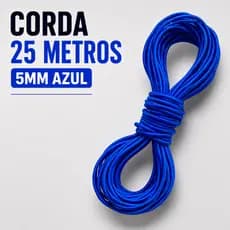 Corda elástica azul de 25 metros com extensor de 5 mm, ideal para lona, ​​piscina, caminhão, camping, car e uso náutico.
