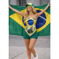 Top Lenço Feminino Estampa Bandeira Do Brasil Copa - Look Torcedora