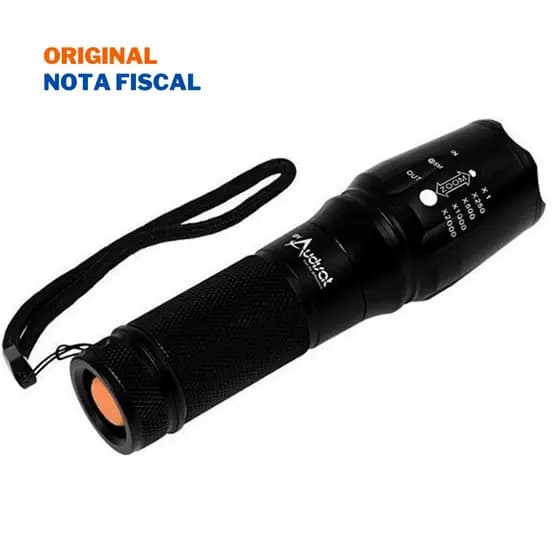 Lanterna Tática LED de Alumínio Audisat X900 com Zoom + Bateria 18650 + Adap. Pilha AAA + Carregador
