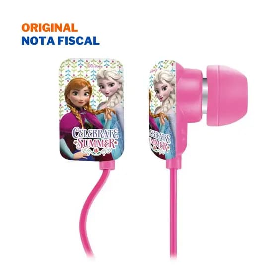 Fone de Ouvido Infantil Disney Frozen Elsa Anna PH125 Rosa para Criança Universal